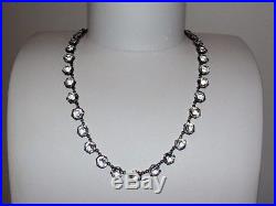 Art Deco Bezel Set Rock Crystal Sterling Silver Eternity Necklace