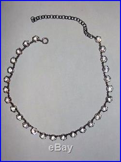 Art Deco Bezel Set Rock Crystal Sterling Silver Eternity Necklace