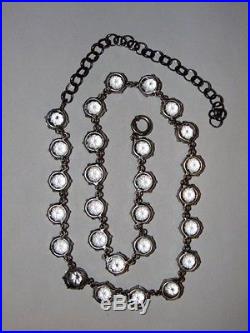 Art Deco Bezel Set Rock Crystal Sterling Silver Eternity Necklace