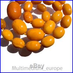 Art Deco Butterscotch Bernstein Halskette Oliven amber necklace 75g