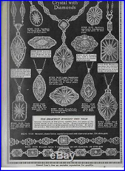 Art Deco CAMPHOR GLASS Lavalier Necklace 1930s SUNRAY CRYSTAL Rhodium Plate FAB