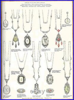Art Deco CAMPHOR GLASS Necklace 1930s FILIGREE Work ONYX & Sunray CRYSTAL 16.5