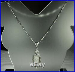 Art Deco CAMPHOR GLASS Necklace 1930s Sunray Crystal SAPPHIRE DIAMOND PASTE 18