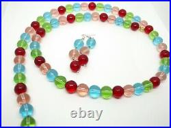 Art Deco? CZECH MADE Glass Round Tutti-Frutti Bead Necklace? NEW VINTAGE STOCK