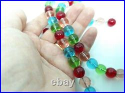 Art Deco? CZECH MADE Glass Round Tutti-Frutti Bead Necklace? NEW VINTAGE STOCK