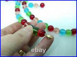 Art Deco? CZECH MADE Glass Round Tutti-Frutti Bead Necklace? NEW VINTAGE STOCK