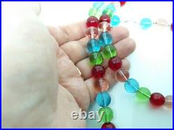 Art Deco? CZECH MADE Glass Round Tutti-Frutti Bead Necklace? NEW VINTAGE STOCK