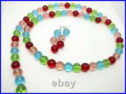 Art Deco? CZECH MADE Glass Round Tutti-Frutti Bead Necklace? NEW VINTAGE STOCK