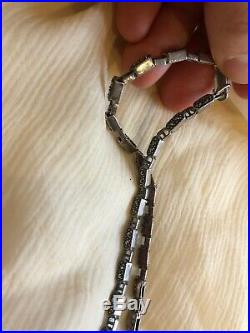 Art Deco Camphor Glass Necklace 1930s Sterling Marcasite Antique Judith Jack