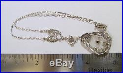 Art Deco Camphor Glass Tiny Diamond Sterling Necklace Vintage