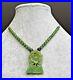 Art Deco Carved Green Bakelite Flower Rose Geometric Pendant Choker Necklace 14