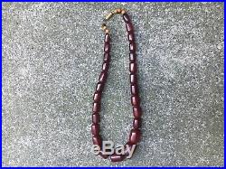 Art Deco Cherry Amber Bakelite Barrel Bead Necklace 40.1 Grams
