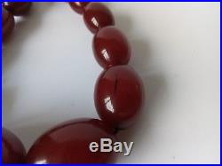 Art Deco Cherry Amber Bakelite Bead Necklace 104g, 88.5cm Fully Tested