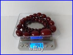 Art Deco Cherry Amber Bakelite Bead Necklace 104g, 88.5cm Fully Tested