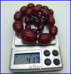 Art Deco Cherry Amber Bakelite Bead Necklace 41.7 Grams