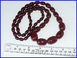 Art Deco Cherry Amber Bakelite Bead Necklace Graduating 63 Grams