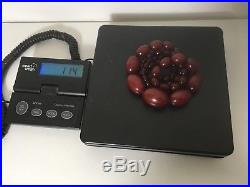 Art Deco Cherry Amber Bakelite Beads Necklace 114 Grams 90 CM Long
