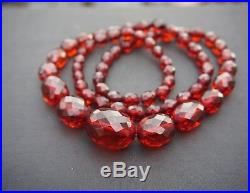 Art Deco Cherry Amber Bakelite Faceted Bead Necklace 30 59.8 grams Tested