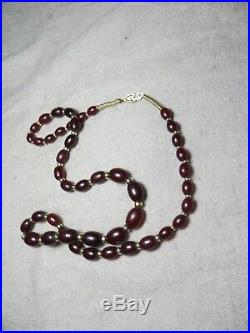 Art Deco Cherry Amber Bakelite Graduated Bead Necklace GF clasp/beads Tested 24