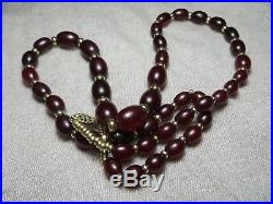 Art Deco Cherry Amber Bakelite Graduated Bead Necklace GF clasp/beads Tested 24