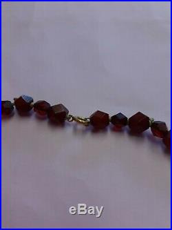 Art Deco Cherry Amber Bakelite Graduated Faceted Beaded necklace