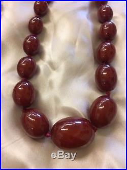 Art Deco Cherry Amber Bakelite Opera Length Beads Necklace 135g Stunning Example