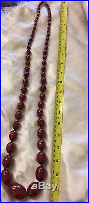 Art Deco Cherry Amber Bakelite Opera Length Beads Necklace 135g Stunning Example