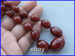 Art Deco Cherry Red Amber Splendid Bead Necklace 30 gram