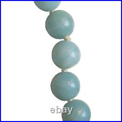 Art Deco Chinese Export Blue Water Jade Necklace W Carved &Handpainted Beads