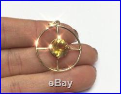 Art Deco Citrine 10K Yellow Gold Pendant for Necklace