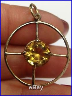 Art Deco Citrine 10K Yellow Gold Pendant for Necklace