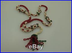 Art Deco Collier Glasperlen Gewebt Rot Grün Weiss 1925 Collectible Necklace