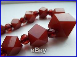 Art Deco Cubed Cherry Amber Bakelite Necklace