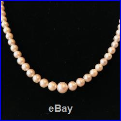 Art Deco Cultured Saltwater graduated pearl necklace on silver clasp, inc UK VAT