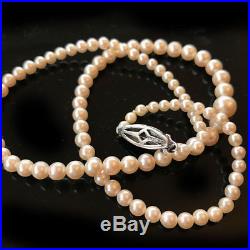 Art Deco Cultured Saltwater graduated pearl necklace on silver clasp, inc UK VAT
