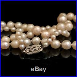 Art Deco Cultured Saltwater pearl necklace on 9ct Diamond clasp