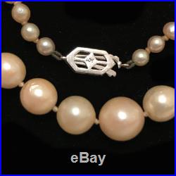 Art Deco Cultured Saltwater pearl necklace on 9ct Diamond clasp
