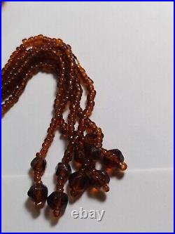 Art Deco Czech Amber Glass Tassel Flapper Estate Necklace 38 Long RARE