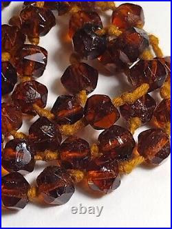 Art Deco Czech Amber Glass Tassel Flapper Estate Necklace 38 Long RARE