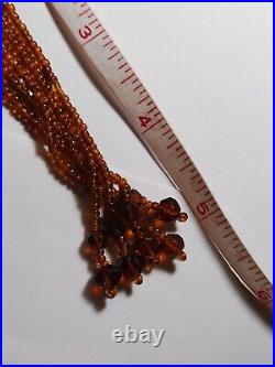 Art Deco Czech Amber Glass Tassel Flapper Estate Necklace 38 Long RARE