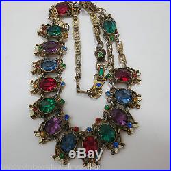 Art Deco Czech Glass & Enamel Necklace Striking Colors