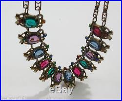 Art Deco Czech Glass & Enamel Necklace Striking Colors