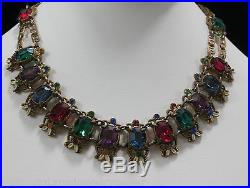 Art Deco Czech Glass & Enamel Necklace Striking Colors