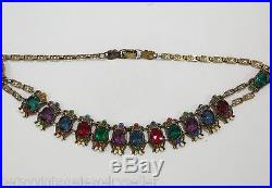 Art Deco Czech Glass & Enamel Necklace Striking Colors