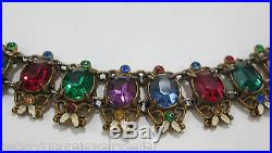 Art Deco Czech Glass & Enamel Necklace Striking Colors