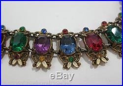 Art Deco Czech Glass & Enamel Necklace Striking Colors