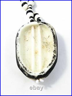 Art Deco Czech uranium glass scarab necklace Egyptian revival 1920's Tested