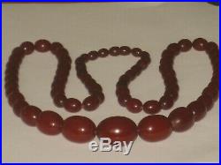 Art Deco Deep Cherry Amber Bakelite Faturan Graduated Necklace Weight 60.7 Gram