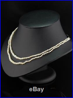 Art Deco Diamond And Natural Pearls 2 Strand Necklace