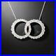 Art Deco Diamond Double Circle Necklace In 925 Sterling Silver, Valentine Gift